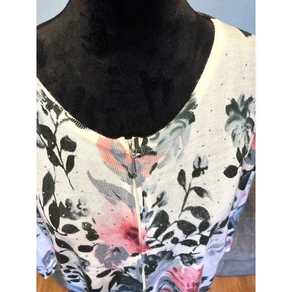 Rebecca Malone Womns XL Floral Zip Front Lightweight Cardigan Sweater Career NWT - Picture 3 of 7